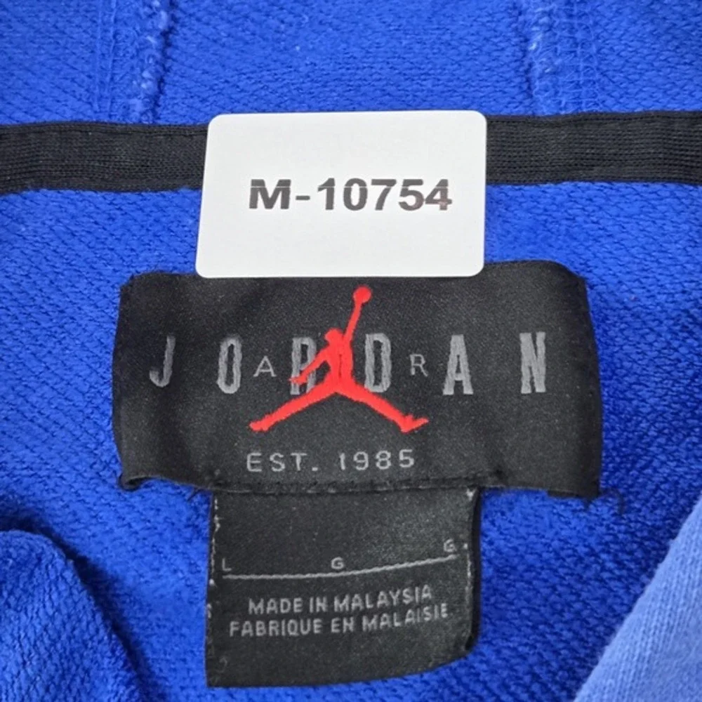 Jordan Men Hoodie G (L) Blue Y2K Center Jumpman Logo‎ Athleisure Long Sleeve